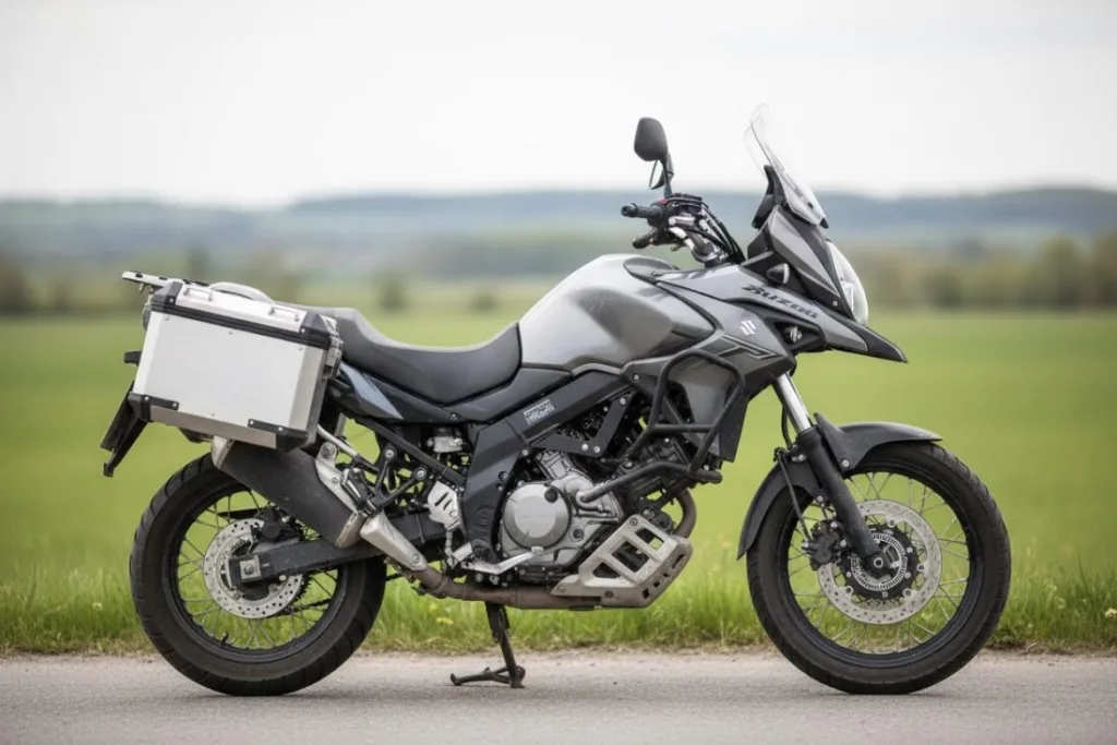 Вид сбоку японского мотоцикла Suzuki V-Strom 650 класса эндуро-турист