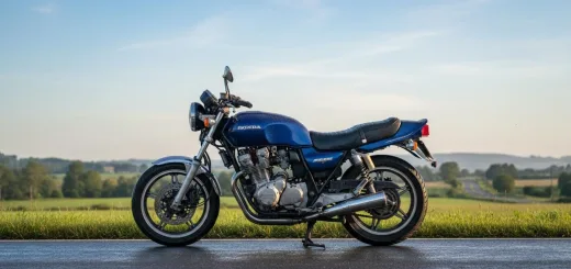 Honda CB 400 Super Four вид сбоку с капельками росы
