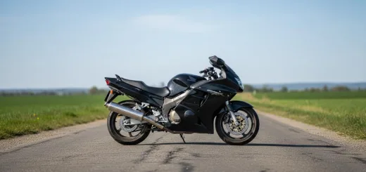 Honda Blackbird CBR 1100 XX на природе и два райдера на заднем фоне