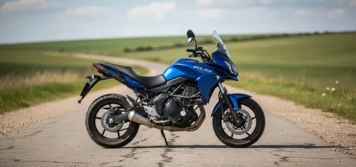 KLE Versys 650 Кавасаки синий цвет 2010 года выпуска вид сбоку