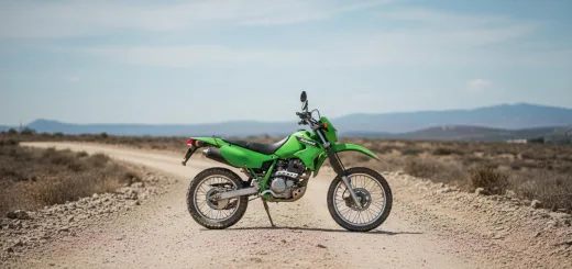 Кавасаки KLX250 вид сбоку зелёный стандартная расцветка