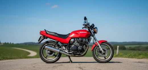 Suzuki GS500 вид вблизи в красном цвете вид сбоку
