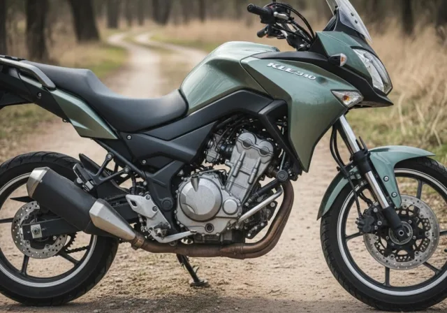 Двухцилиндровый двигатель на байке Kawasaki KLE Versys 650 класса турист-эндуро