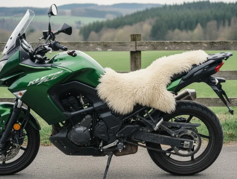 Меховая накидка на водительском сидение мотоцикла Kawasaki KLE Versys 650