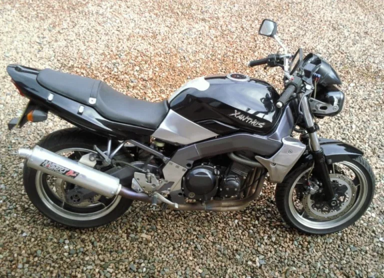Вид сбоку японского мотоцикла Kawasaki Xanthus 400 1995 года выпуска