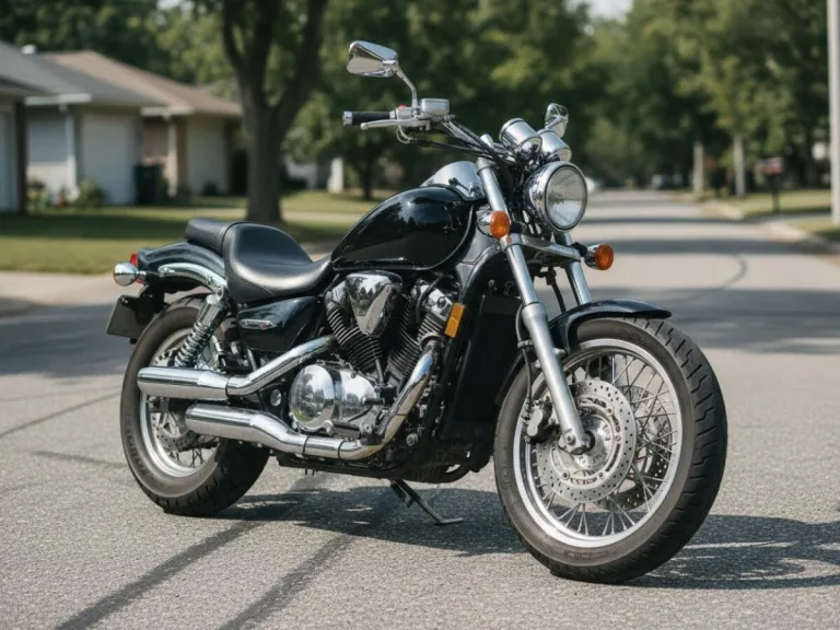Черная расцветка японского байка Honda Magna 750 круизерного класса