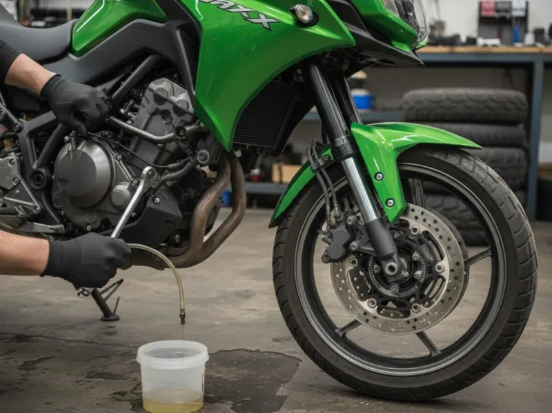 Передние гидравлические тормоза на байке Kawasaki KLE Versys 650