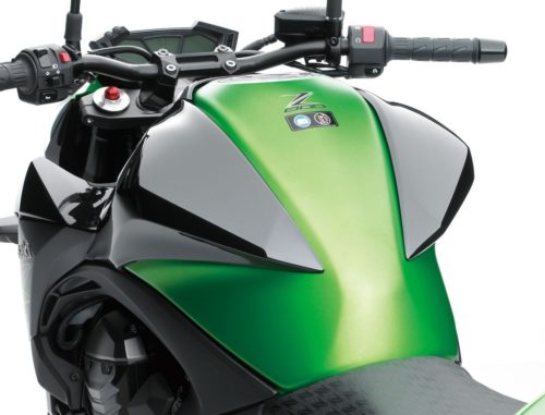 Зеленый бензок с черными пластиковыми элементами на Kawasaki Z800