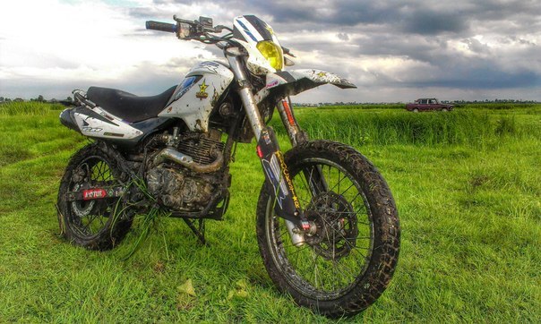 Ошметки грязи на двигателе дорожного мотоцикла Racer PANTHER 200