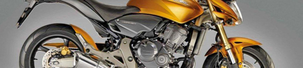 Honda CB600 2009 года выпуска сбоку в жёлтом обвесе